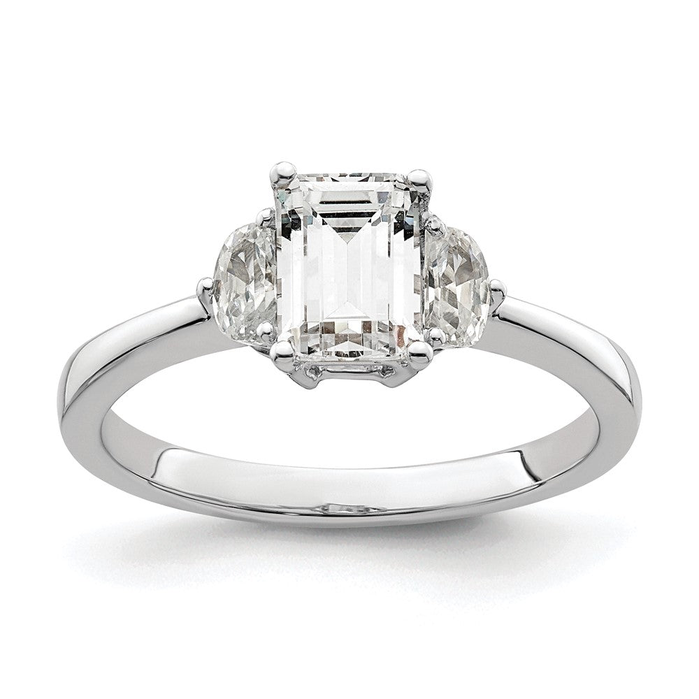 Exclusive 14K White Gold Semi-Mount Ring, Emerald Center & Diamonds - Stylish Value