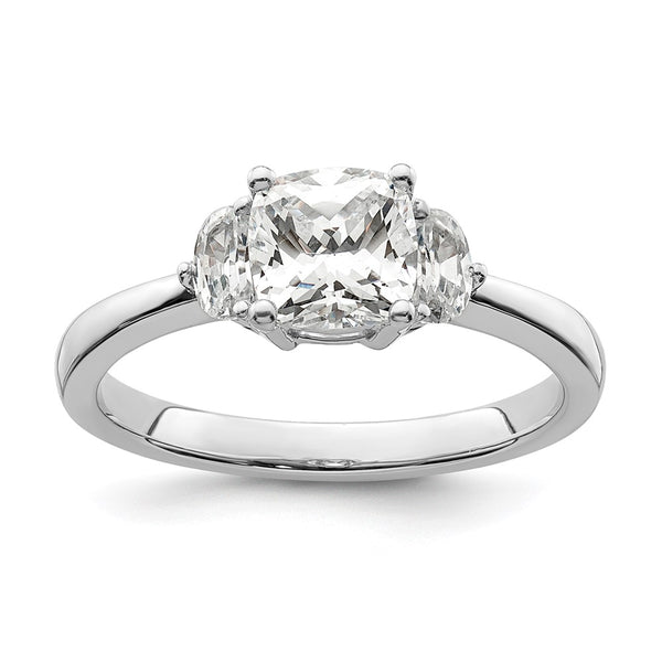 14K White Gold Semi-Mount Ring with 3 Stone