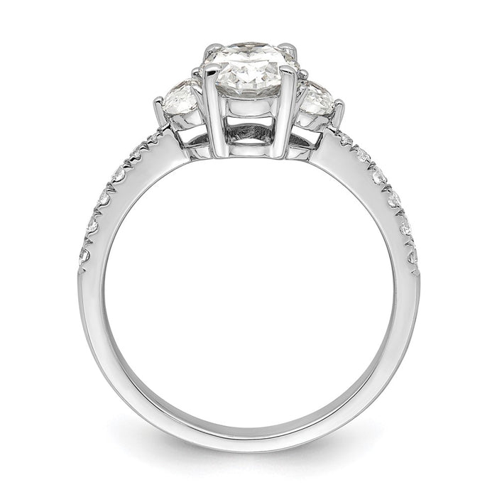 Buy 14K White Gold Semi-Mount Ring - 3 Stone Design, Luxurious Value-2