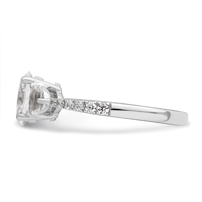 Buy 14K White Gold Semi-Mount Ring - 3 Stone Design, Luxurious Value-3