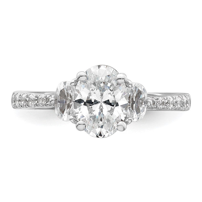 Buy 14K White Gold Semi-Mount Ring - 3 Stone Design, Luxurious Value-4