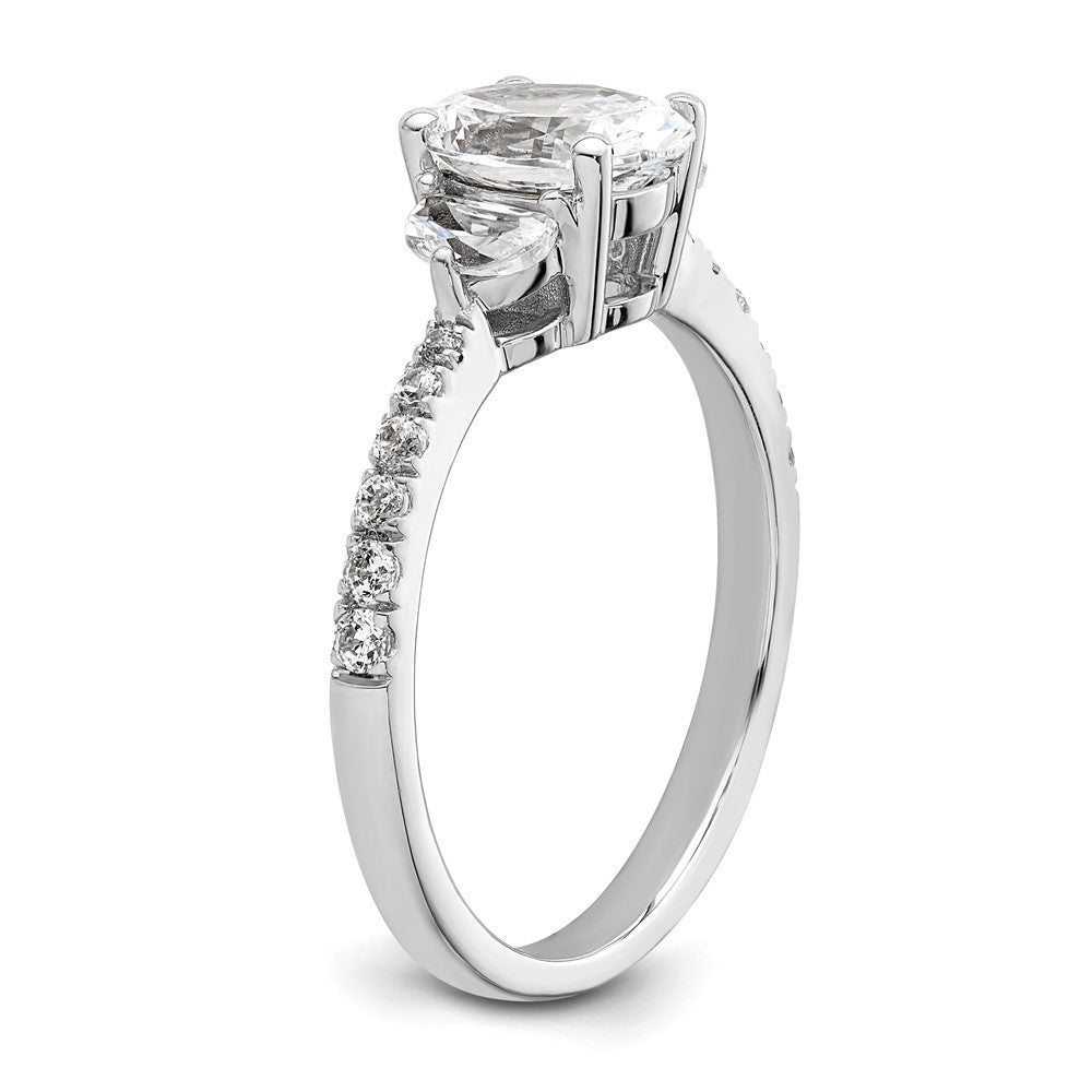 Buy 14K White Gold Semi-Mount Ring - 3 Stone Design, Luxurious Value