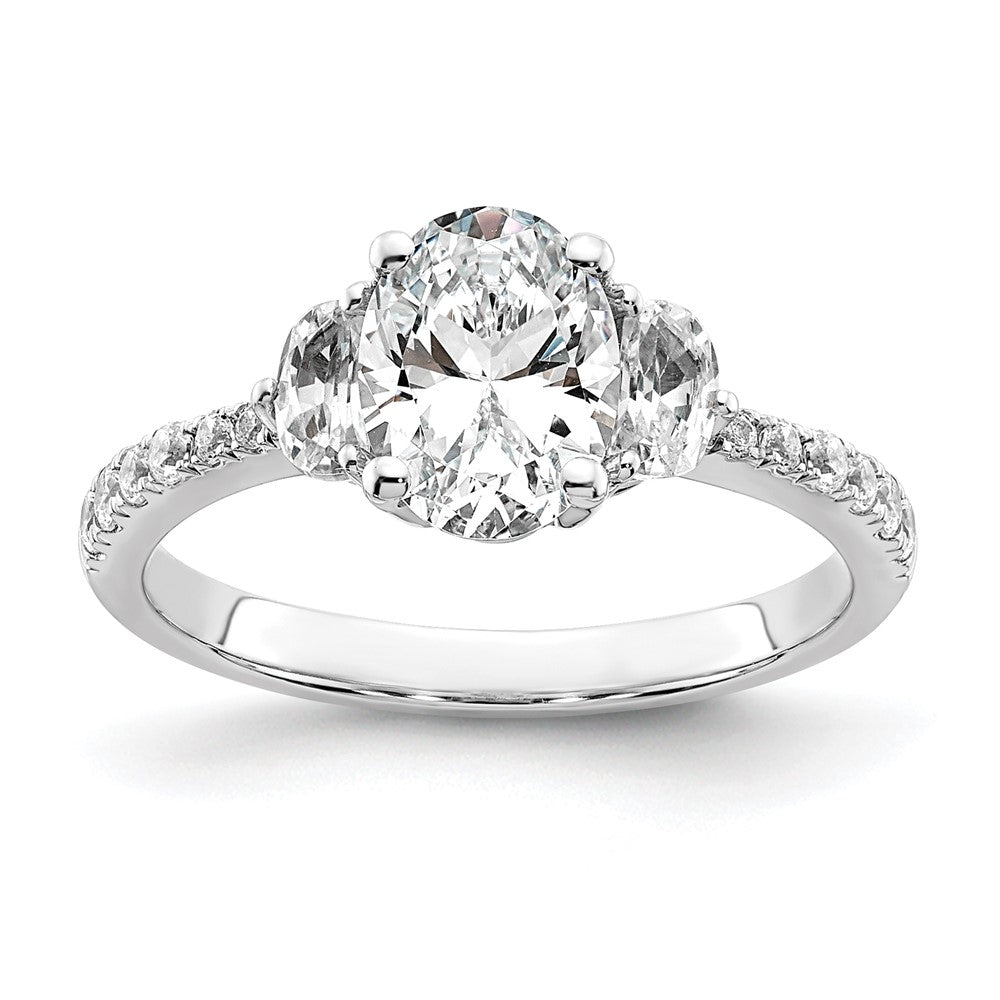 Buy 14K White Gold Semi-Mount Ring - 3 Stone Design, Luxurious Value