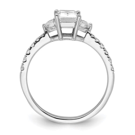 Buy 14K White Gold Semi-Mount Ring, Stylish 3-Stone Design with Diamonds