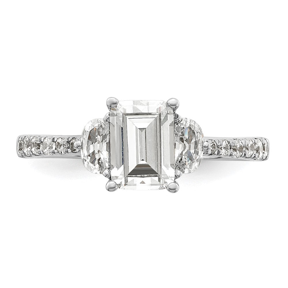 Buy 14K White Gold Semi-Mount Ring, Stylish 3-Stone Design with Diamonds