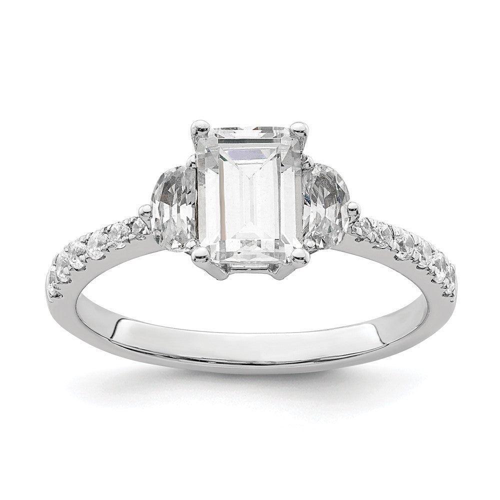 Buy 14K White Gold Semi-Mount Ring, Stylish 3-Stone Design with Diamonds