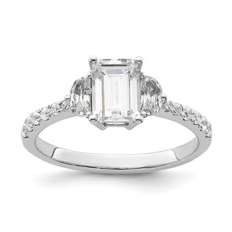 Buy 14K White Gold Semi-Mount Ring, Stylish 3-Stone Design with Diamonds