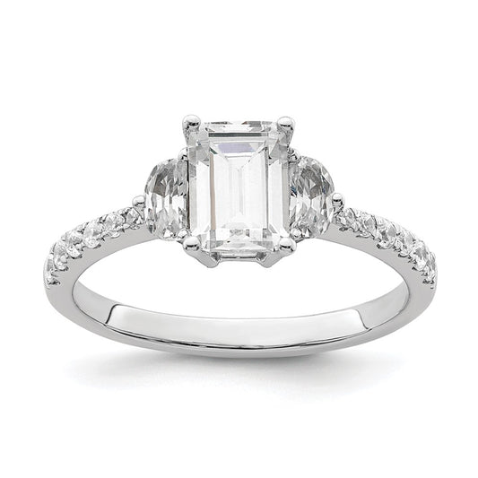 Buy 14K White Gold Semi-Mount Ring, Stylish 3-Stone Design with Diamonds