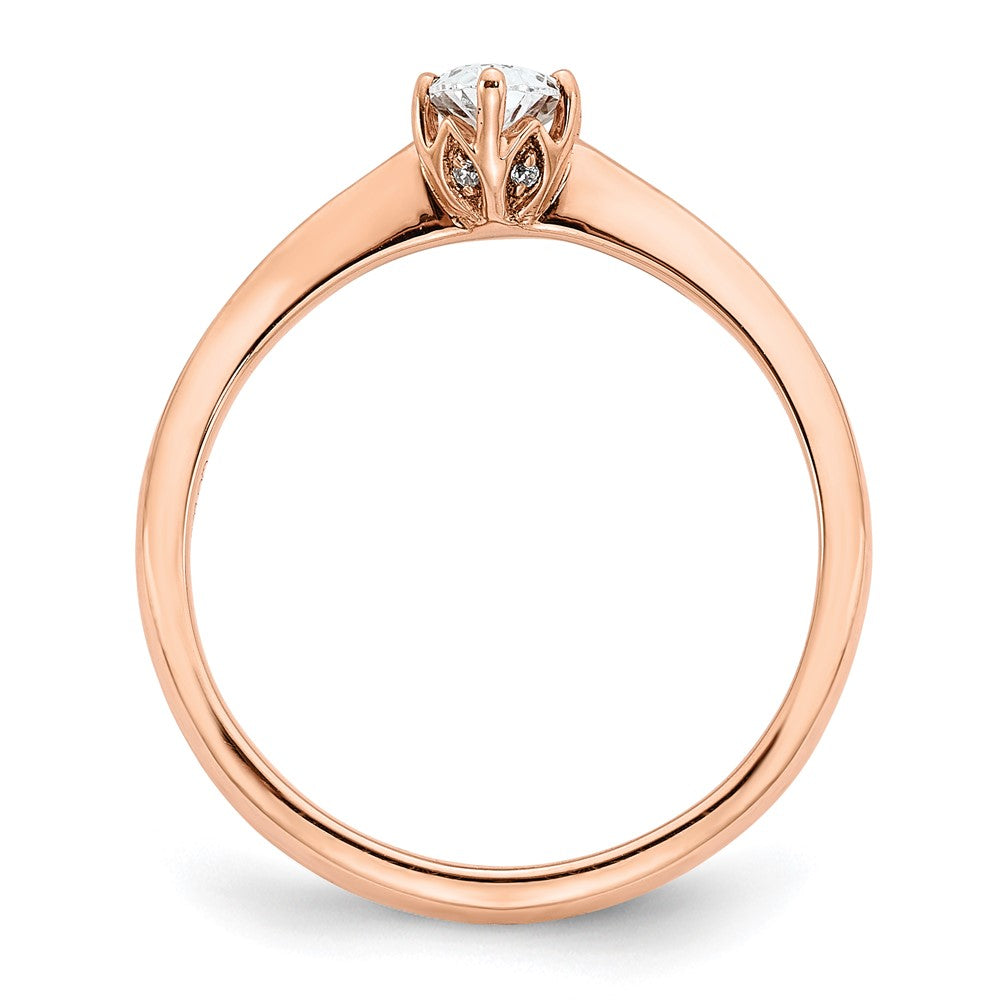 Exclusive 14K Rose Gold Engagement Ring, 6-Prong, .01 Ct Diamond, Stylish Design