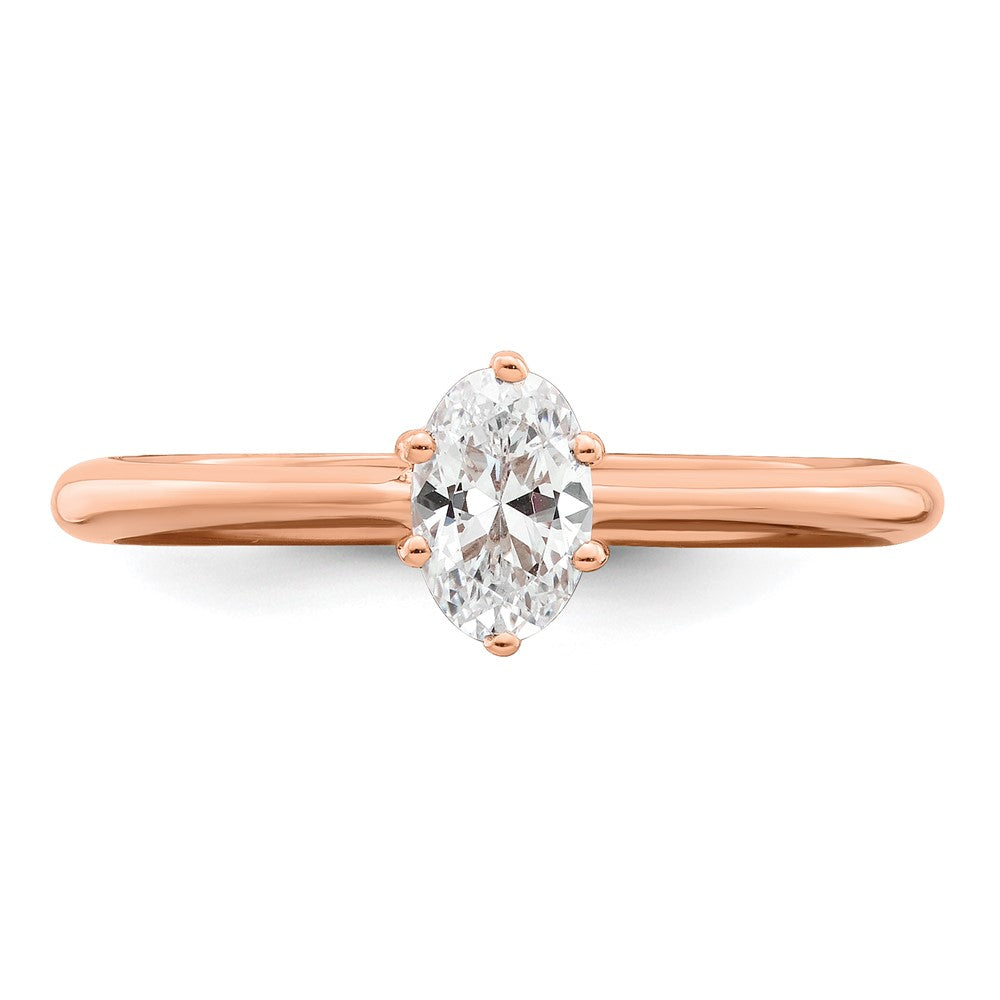 Exclusive 14K Rose Gold Engagement Ring, 6-Prong, .01 Ct Diamond, Stylish Design
