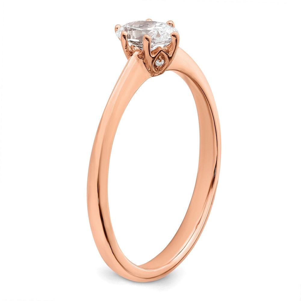 Exclusive 14K Rose Gold Engagement Ring, 6-Prong, .01 Ct Diamond, Stylish Design