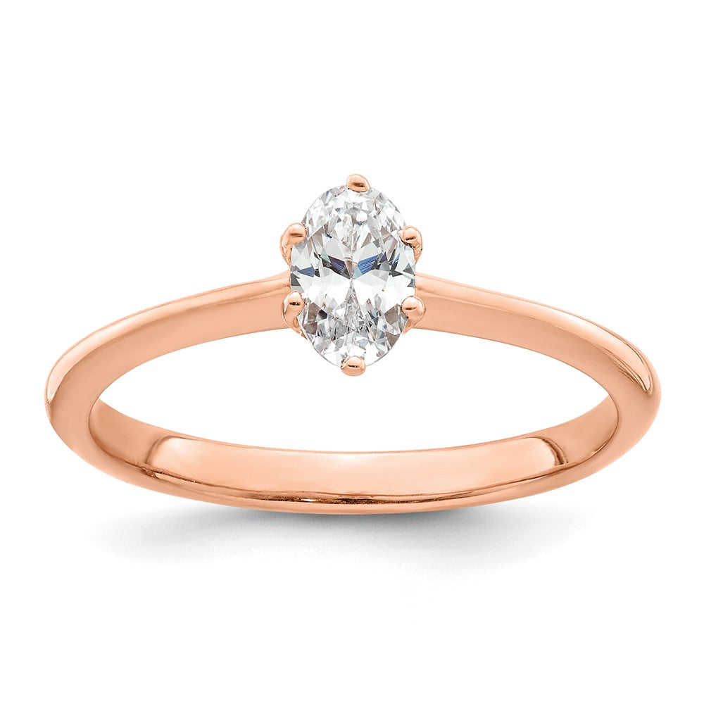 Exclusive 14K Rose Gold Engagement Ring, 6-Prong, .01 Ct Diamond, Stylish Design