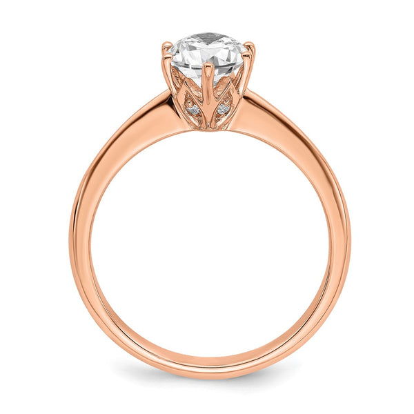14K Rose Gold Engagement Ring, 6-Prong 1 Carat Oval Stone