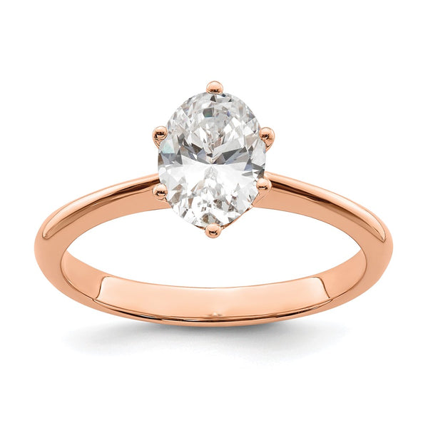 14K Rose Gold Engagement Ring, 6-Prong 1 Carat Oval Stone