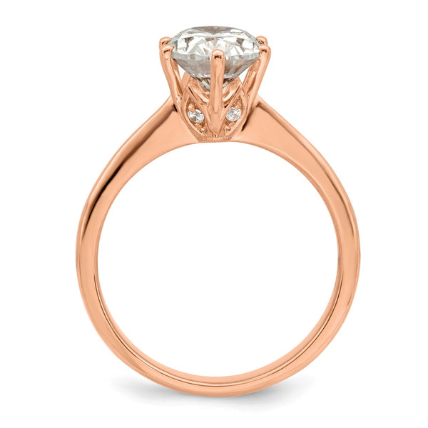 14K Rose Gold Semi-Mount Engagement Ring for 1.5 Carat Oval Stone