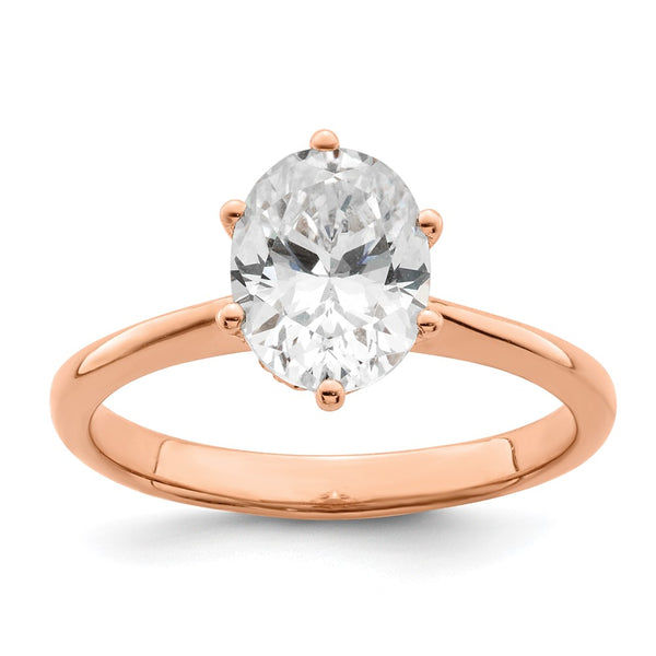 14K Rose Gold Semi-Mount Engagement Ring for 1.5 Carat Oval Stone