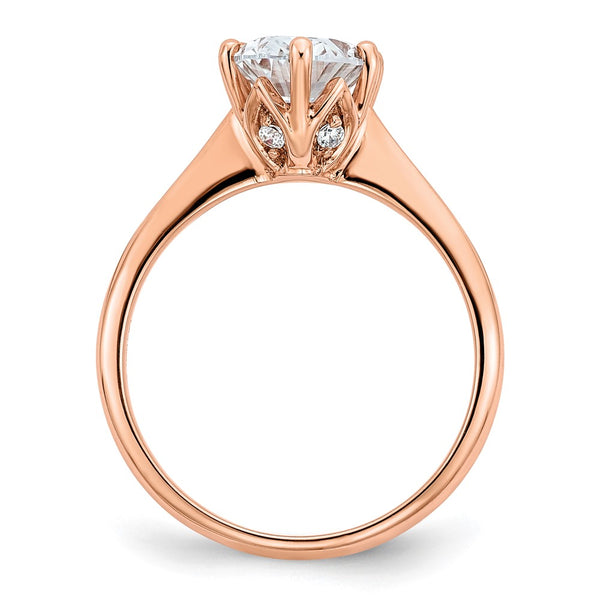 14K Rose Gold Semi-Mount Engagement Ring for 2 Carat Oval Stone