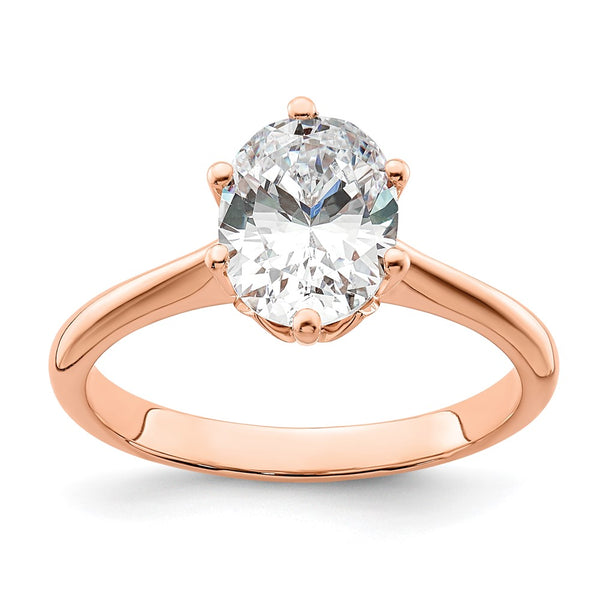 14K Rose Gold Semi-Mount Engagement Ring for 2 Carat Oval Stone