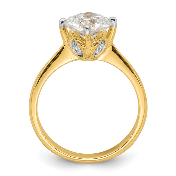 14K Gold Semi-Mount Engagement Ring for 2 Carat Cushion-Cut Stone