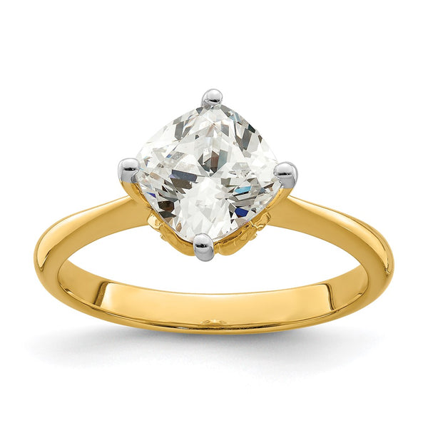 14K Gold Semi-Mount Engagement Ring for 2 Carat Cushion-Cut Stone