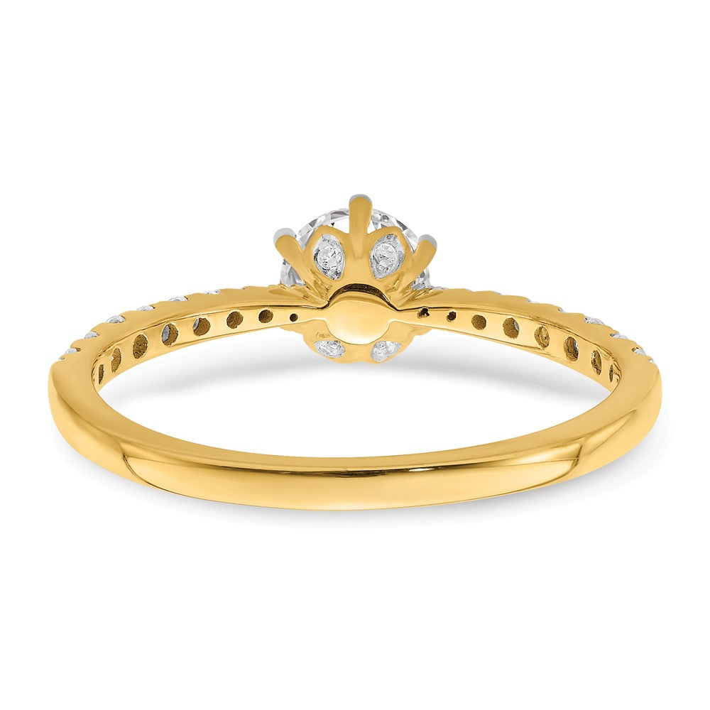 High-Quality 14K Gold Leaf Engagement Ring Semi-Mount for 1/2 Carat Diamond