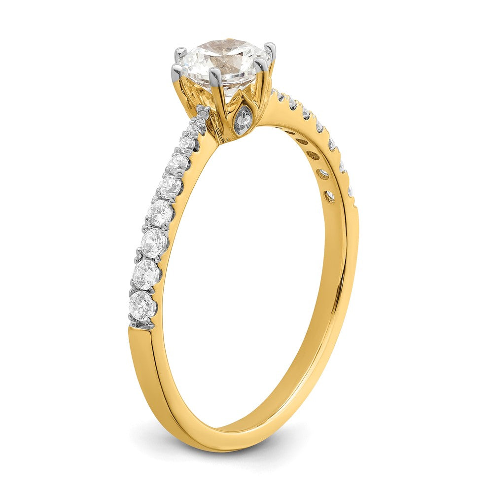 High-Quality 14K Gold Leaf Engagement Ring Semi-Mount for 1/2 Carat Diamond