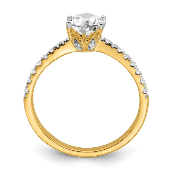 14K Gold Leaf Design Engagement Ring, 5.8mm Semi-Mount