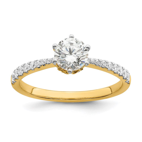 14K Gold Leaf Design Engagement Ring, 5.8mm Semi-Mount