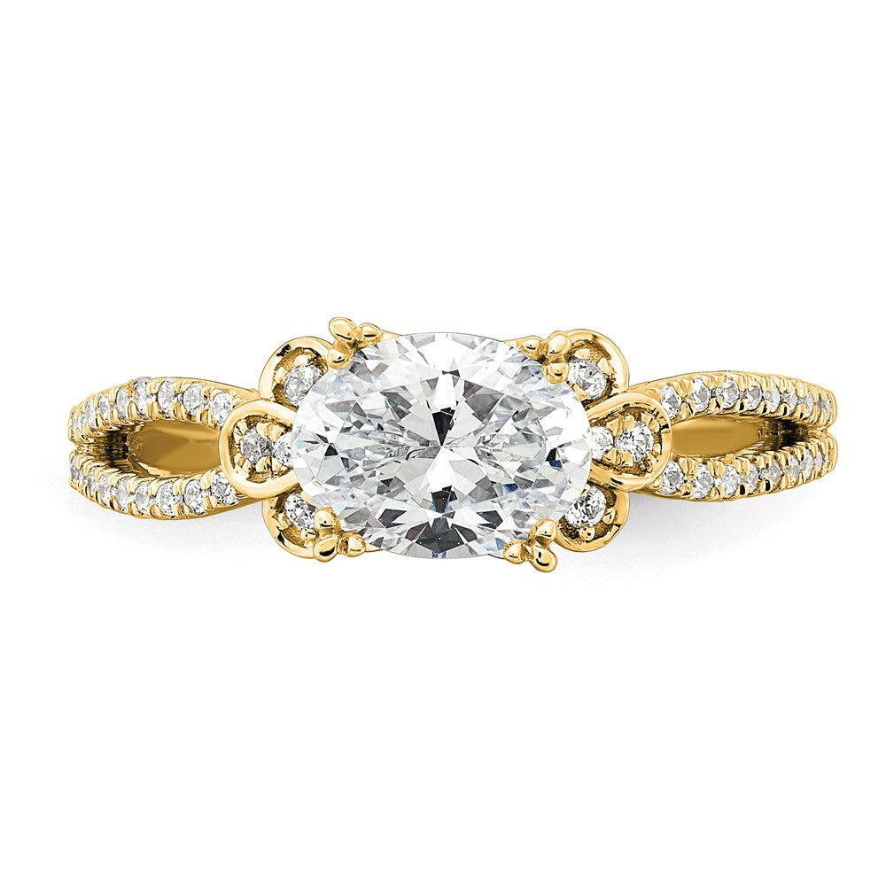 High-Quality 14K Gold Split Shank Engagement Ring for 1 Carat Oval Center