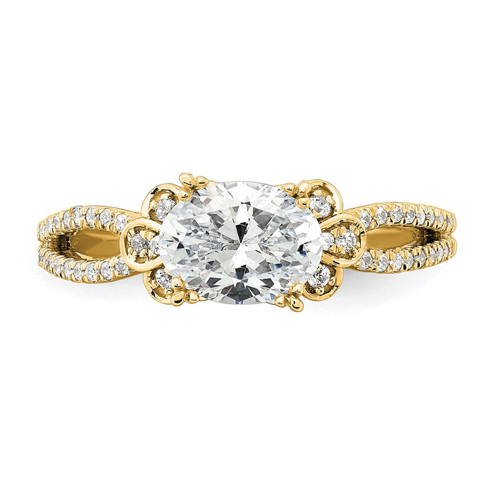 High-Quality 14K Gold Split Shank Engagement Ring for 1 Carat Oval Center-4