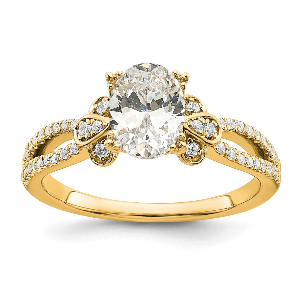 High-Quality 14K Gold Split Shank Engagement Ring for 1 Carat Oval Center