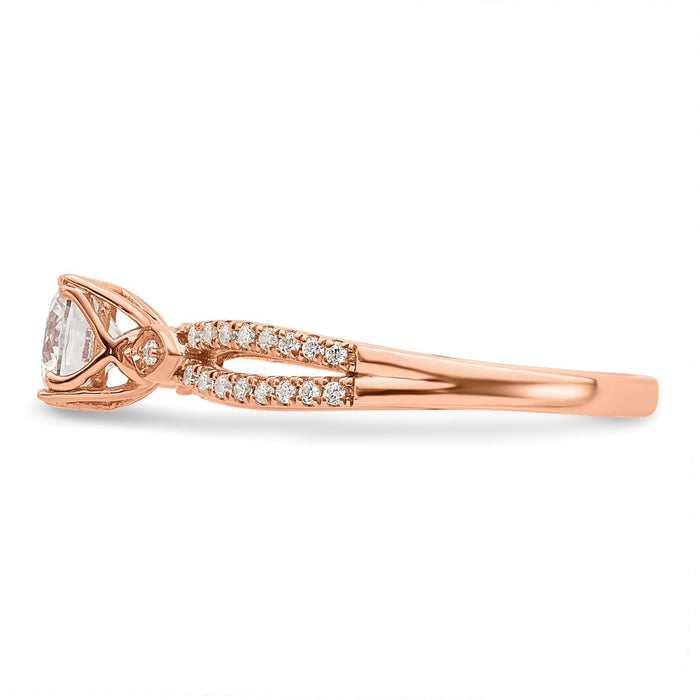 Buy 14K Rose Gold Double Row Engagement Ring - 1/2 Carat Center, Stylish Design-3