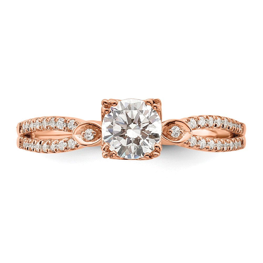 Buy 14K Rose Gold Double Row Engagement Ring - 1/2 Carat Center, Stylish Design