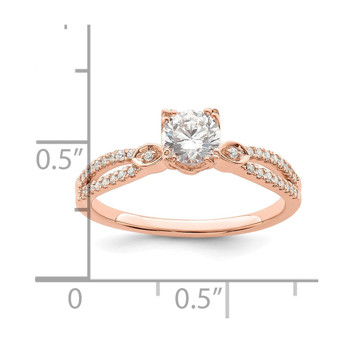 Buy 14K Rose Gold Double Row Engagement Ring - 1/2 Carat Center, Stylish Design-7