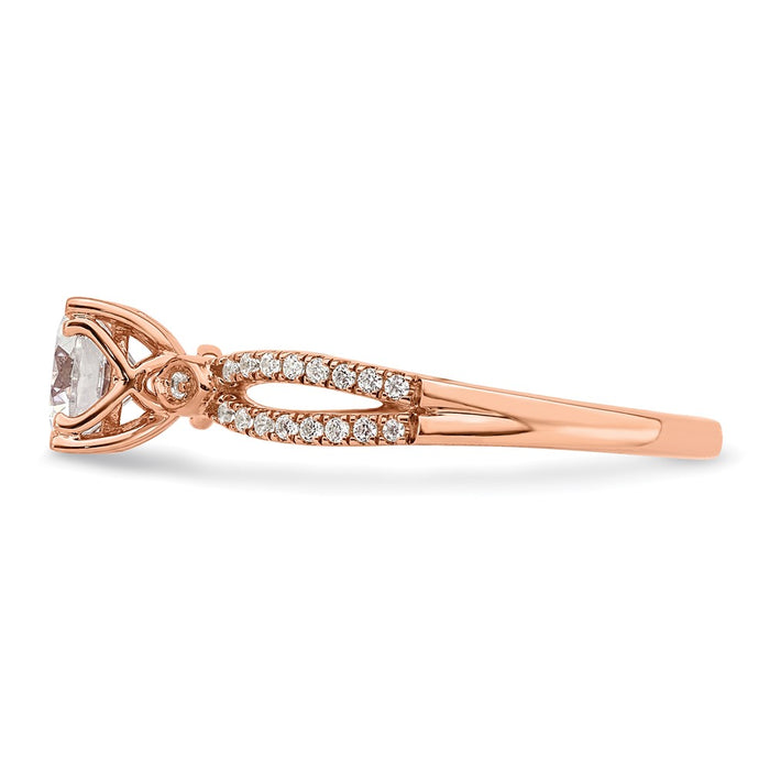 Buy Exclusive 14K Rose Gold Double Row Engagement Ring, 3/4 Carat Center, Stylish Accents-3