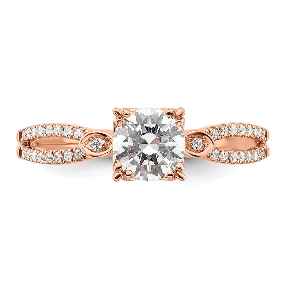 Buy Exclusive 14K Rose Gold Double Row Engagement Ring, 3/4 Carat Center, Stylish Accents