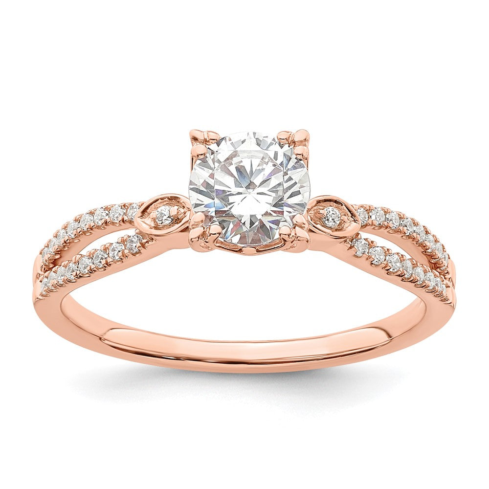 Buy Exclusive 14K Rose Gold Double Row Engagement Ring, 3/4 Carat Center, Stylish Accents