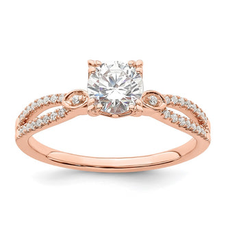 Buy Exclusive 14K Rose Gold Double Row Engagement Ring, 3/4 Carat Center, Stylish Accents
