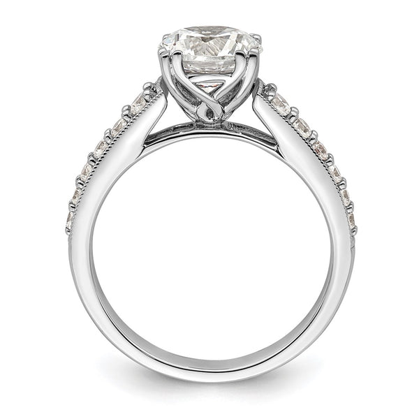 14K White Gold Semi-Mount Engagement Ring for 1.5 Carat Round Stone