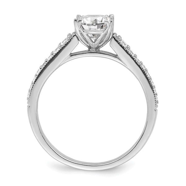 14K White Gold Semi-Mount Engagement Ring for 1 Carat Oval Center