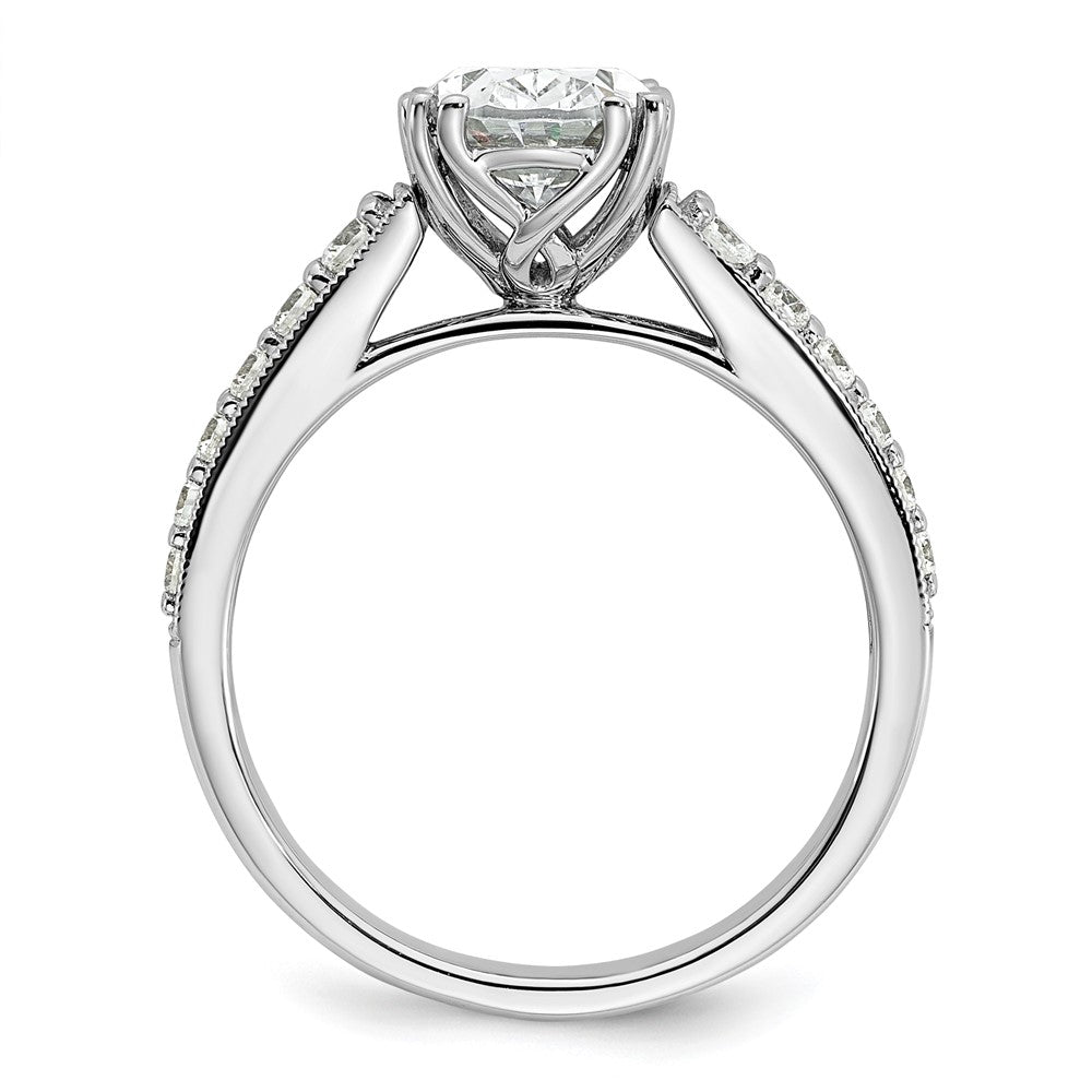 Exclusive 14K White Gold Semi-Mount Engagement Ring for 1.5 Carat Oval Center