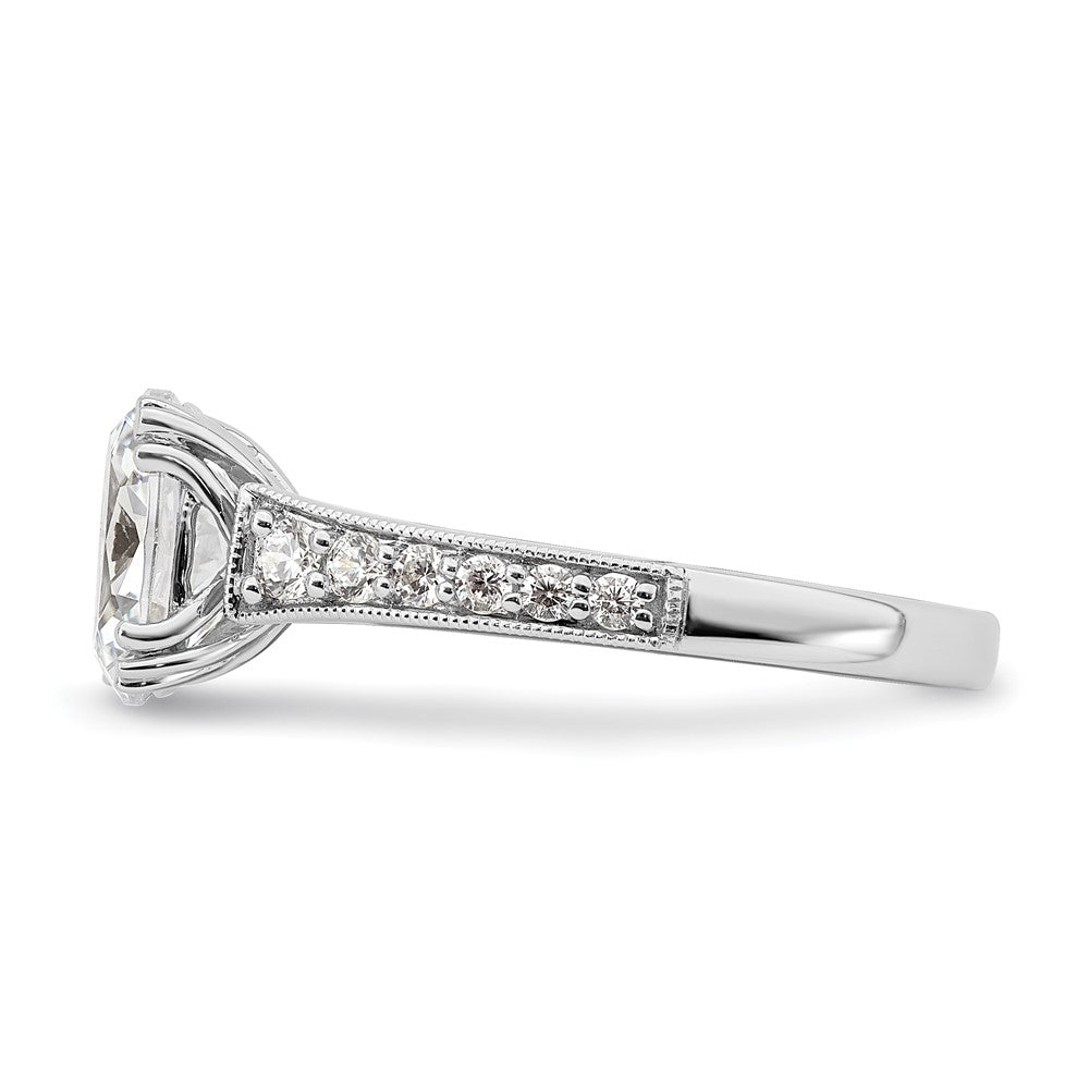 Exclusive 14K White Gold Semi-Mount Engagement Ring for 1.5 Carat Oval Center