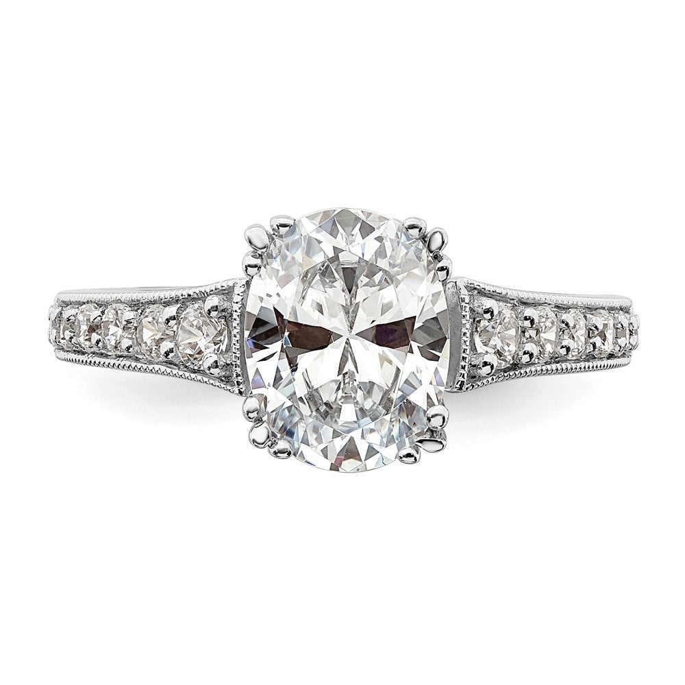 Exclusive 14K White Gold Semi-Mount Engagement Ring for 1.5 Carat Oval Center