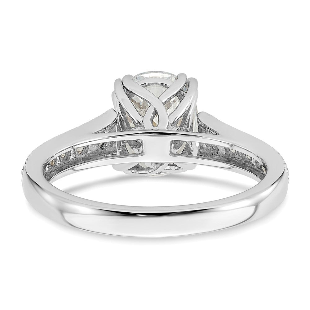 Exclusive 14K White Gold Semi-Mount Engagement Ring for 1.5 Carat Oval Center