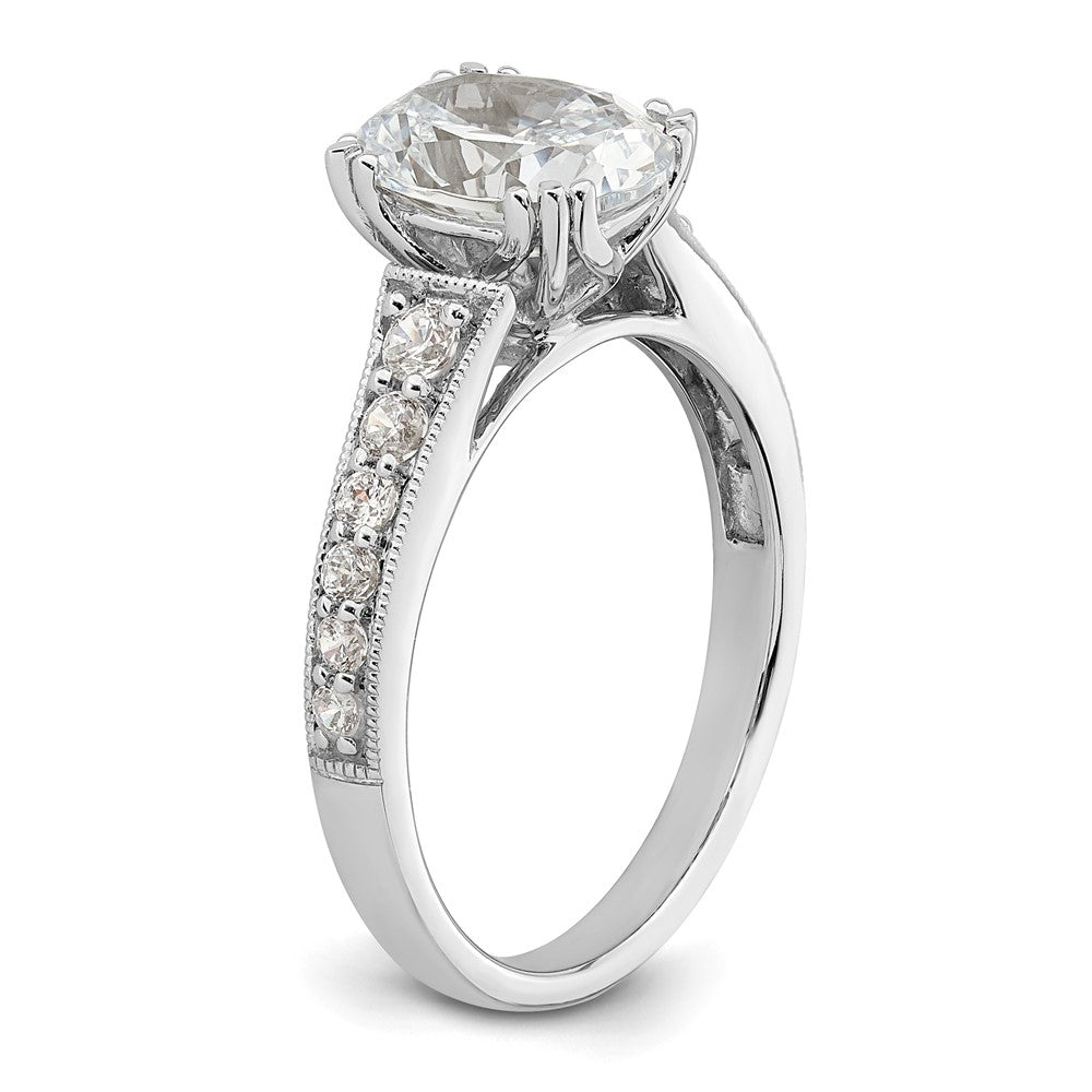 Exclusive 14K White Gold Semi-Mount Engagement Ring for 1.5 Carat Oval Center
