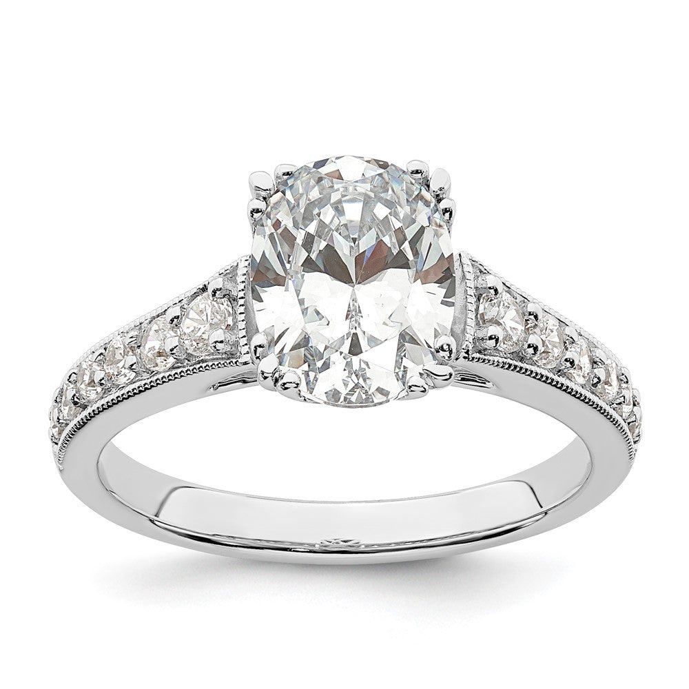Exclusive 14K White Gold Semi-Mount Engagement Ring for 1.5 Carat Oval Center
