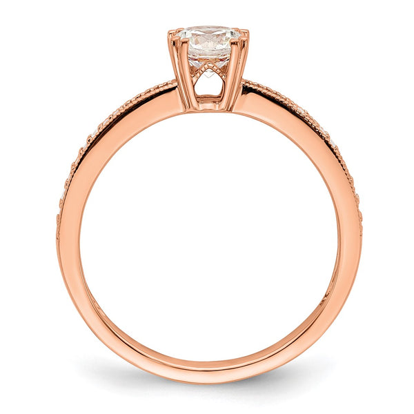 14K Rose Gold Semi-Mount Engagement Ring for 1/2 Carat Center