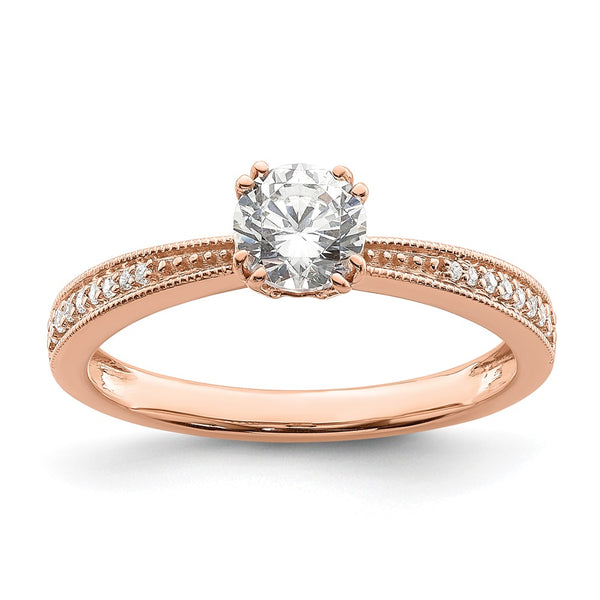 14K Rose Gold Semi-Mount Engagement Ring for 1/2 Carat Center