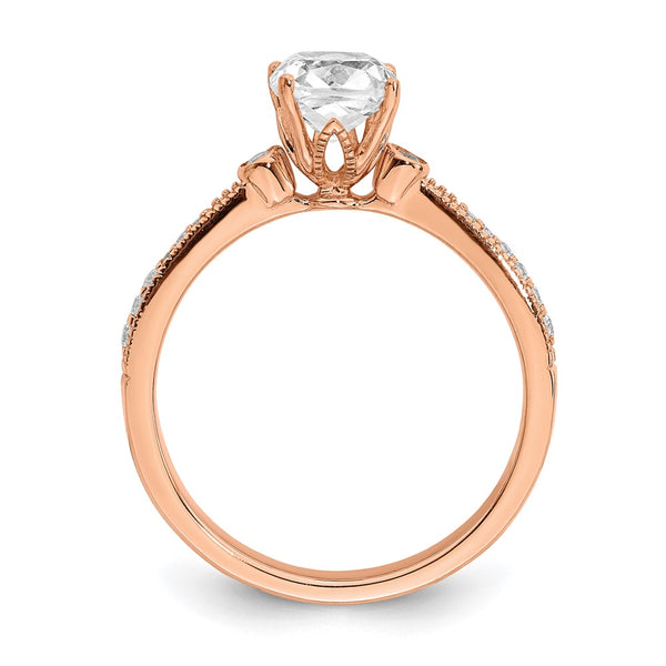 14K Rose Gold Semi-Mount Engagement Ring for 1 Carat Stone - Style GR1-1023282