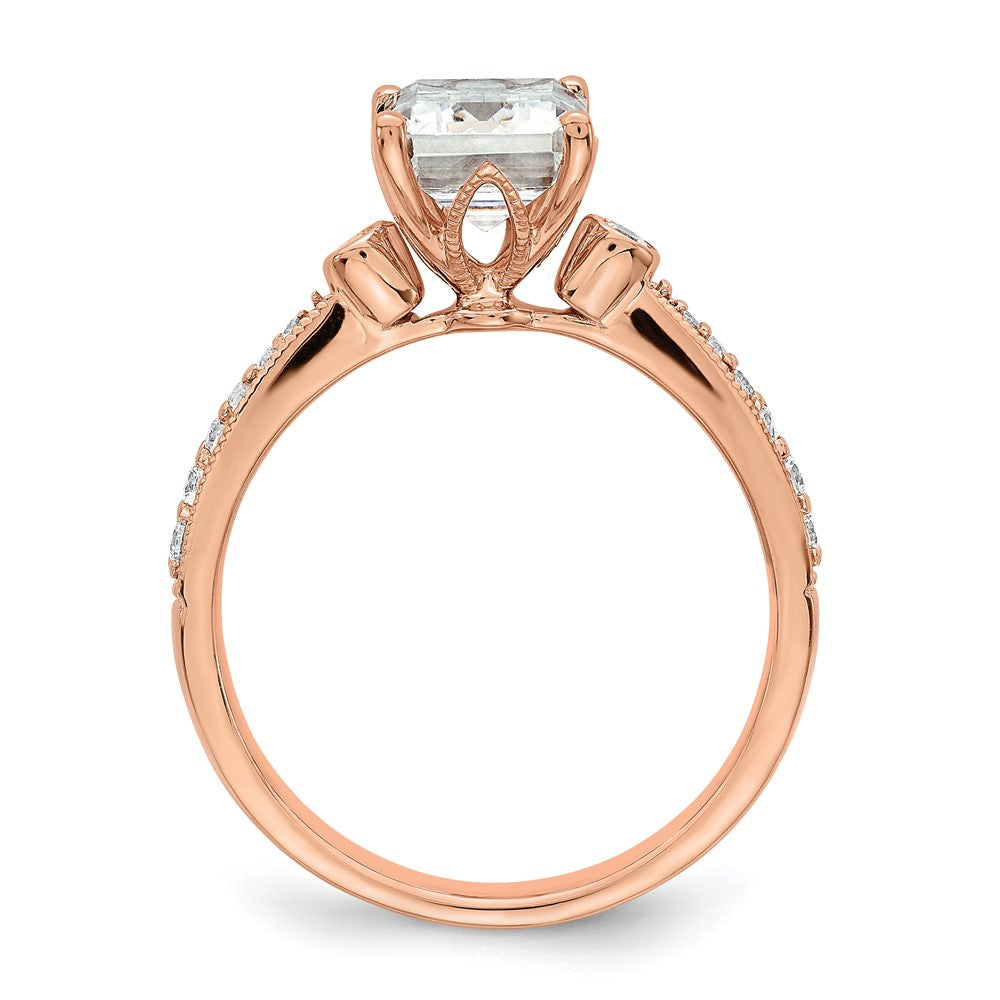 Buy Exclusive 14K Rose Gold 2 Carat Emerald-Cut Engagement Ring - 1/5 Ct Diamonds